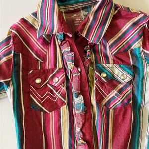 Wrangler Red and Pink Button Down Shirt with Western Style